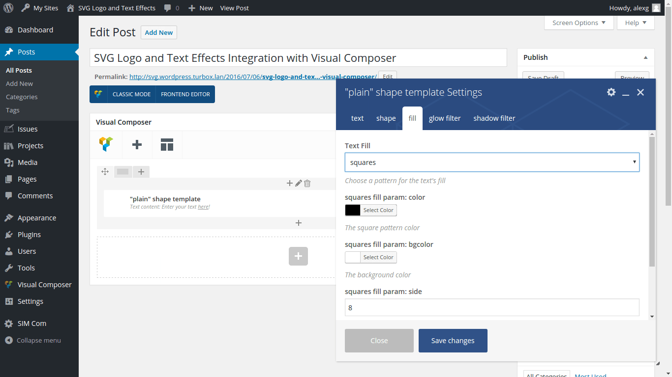 Shortcode arguments are edited using on-screen dialogs