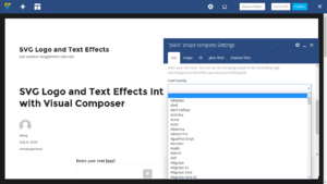 Available font families in the frontend editor