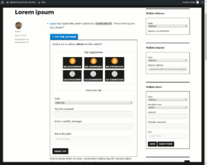 When a user clicks on the Tip the Author button, the tipping form expands, featuring suggested tip amounts.
