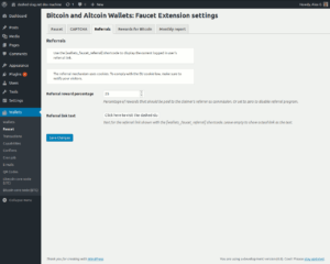 These settings control your faucet's referral program.