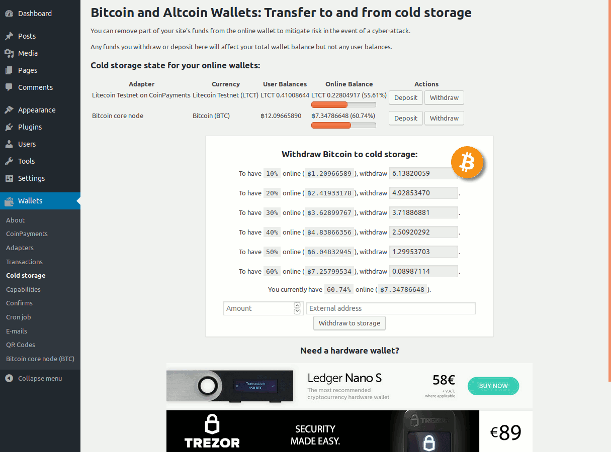 Coins To Balance Bitcoin Cold Storage Wallet Litecoin - 