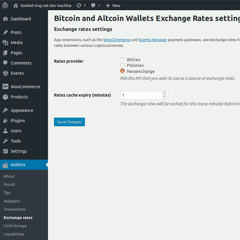 Bitcoin and Altcoin Wallets Exchange Rates settings