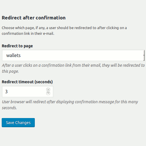 In version 2.13.1 of the Bitcoin and Altcoin Wallets WordPress plugin, clicking on a confirmation link can redirect the user to a page on the same site.