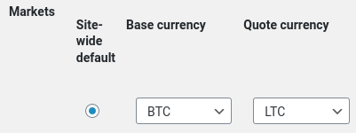 The site-wide default market selection metabox in the dashed-slug wallets Exchange extenion