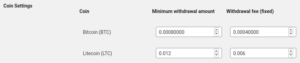 CoinPayments adapter withdrawal fee setting
