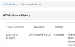CoinPayments Withdrawal History