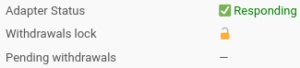 Adapter status, lock status, and pending withdrawals count