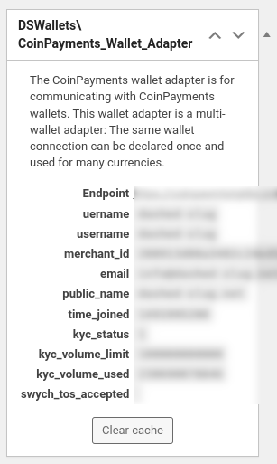 CoinPayments wallet metabox