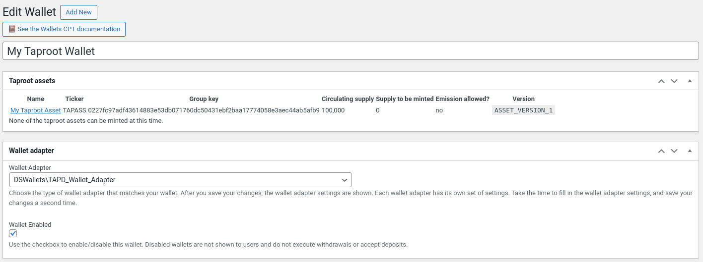 Admin mints a Taproot Asset - Step 3 of 3